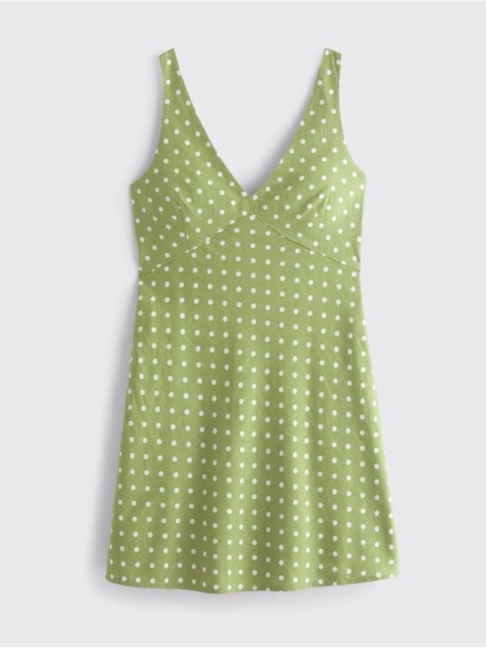 Abercrombie & Fitch Light Green Polka Dot V-Neck Mini Dress